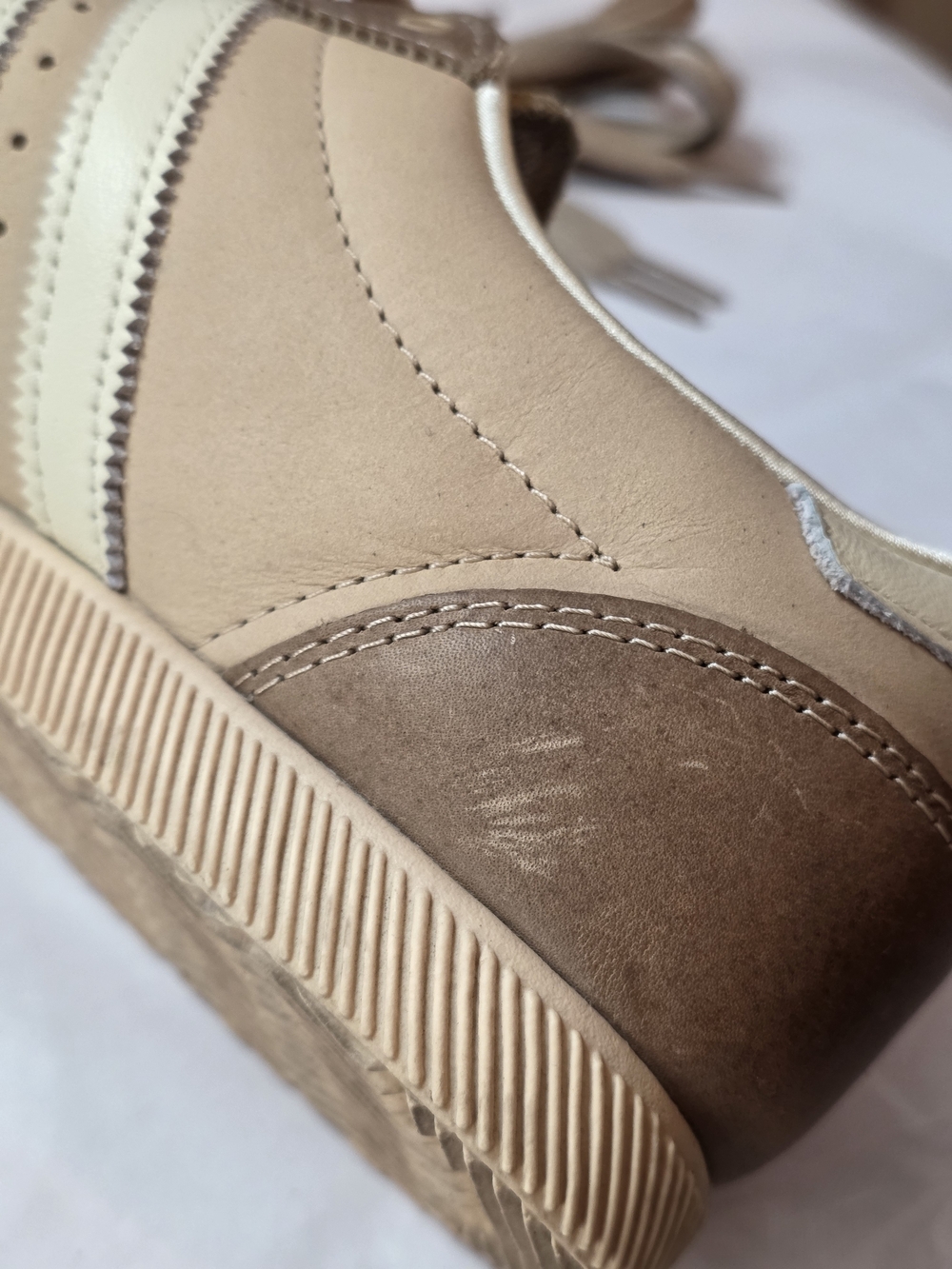 adidas Japan Women's Beige Tan and Metallic Silver Leather Sneakers - Picture 8 of 10